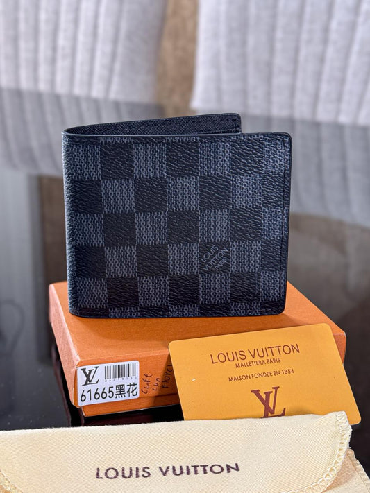 Billetera Premium Louis Vuitton cuadriculada negra