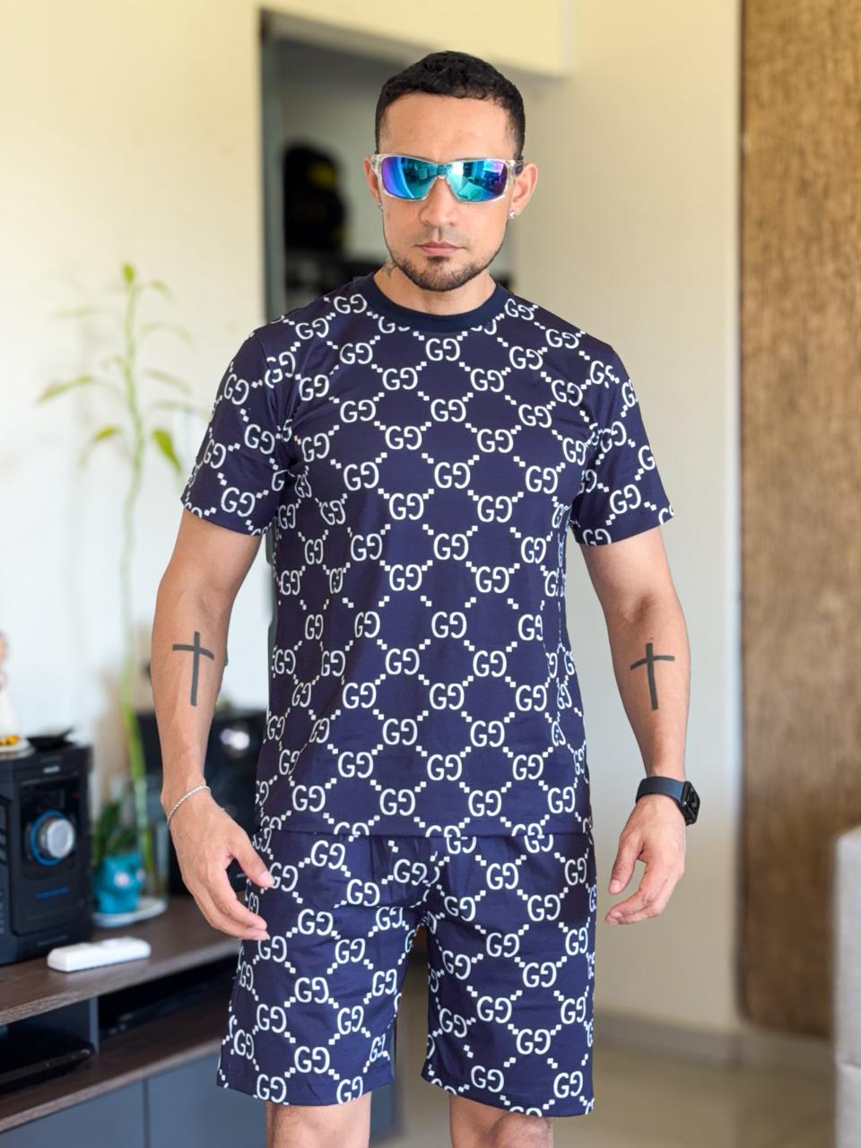 Conjunto de Verano Full Stamp GUCCI azul marino