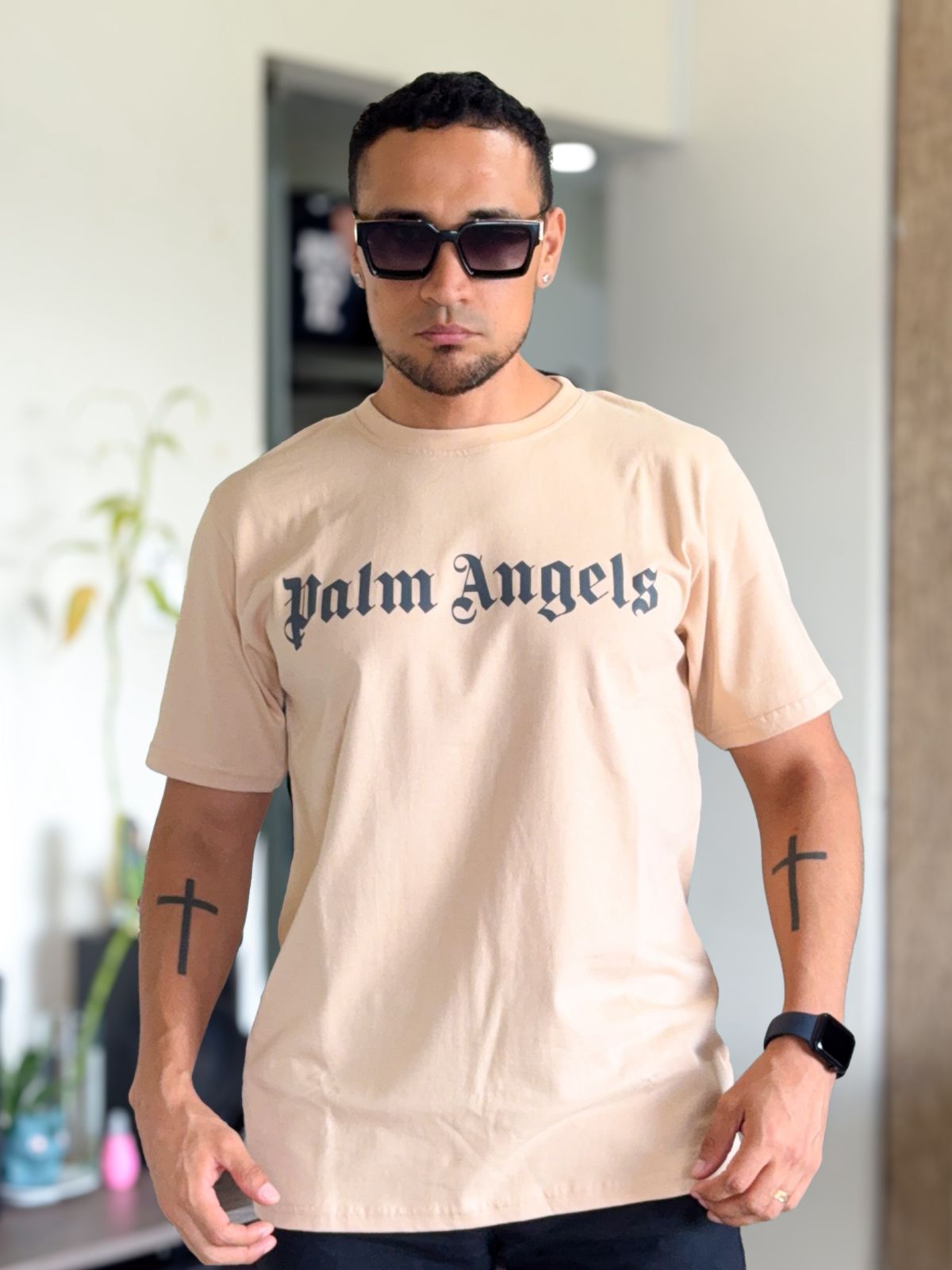 Polera Palm Angel Arena letra Grande