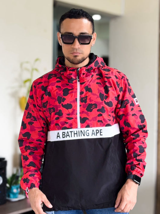 Chaqueta rompevientos bape camufada roja (liquidacion)