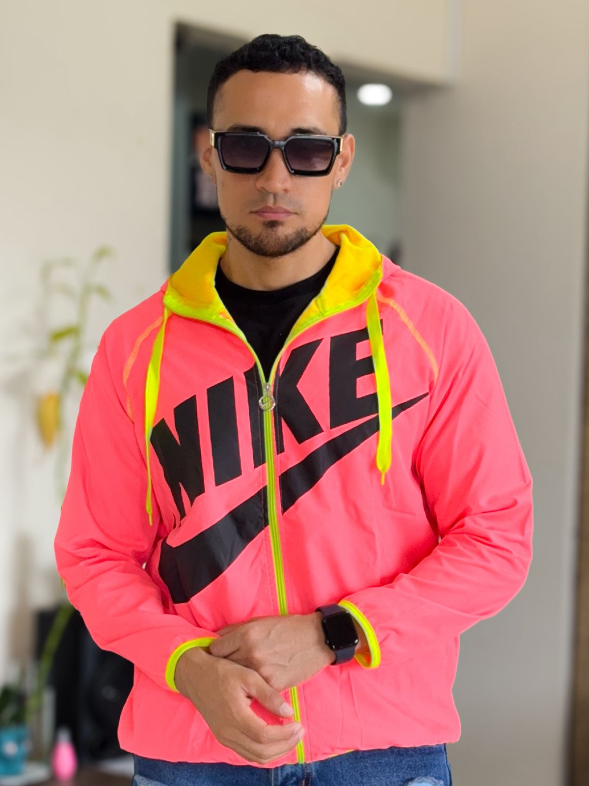 Chaqueta rompevientos nike rosa neon (liquidacion)