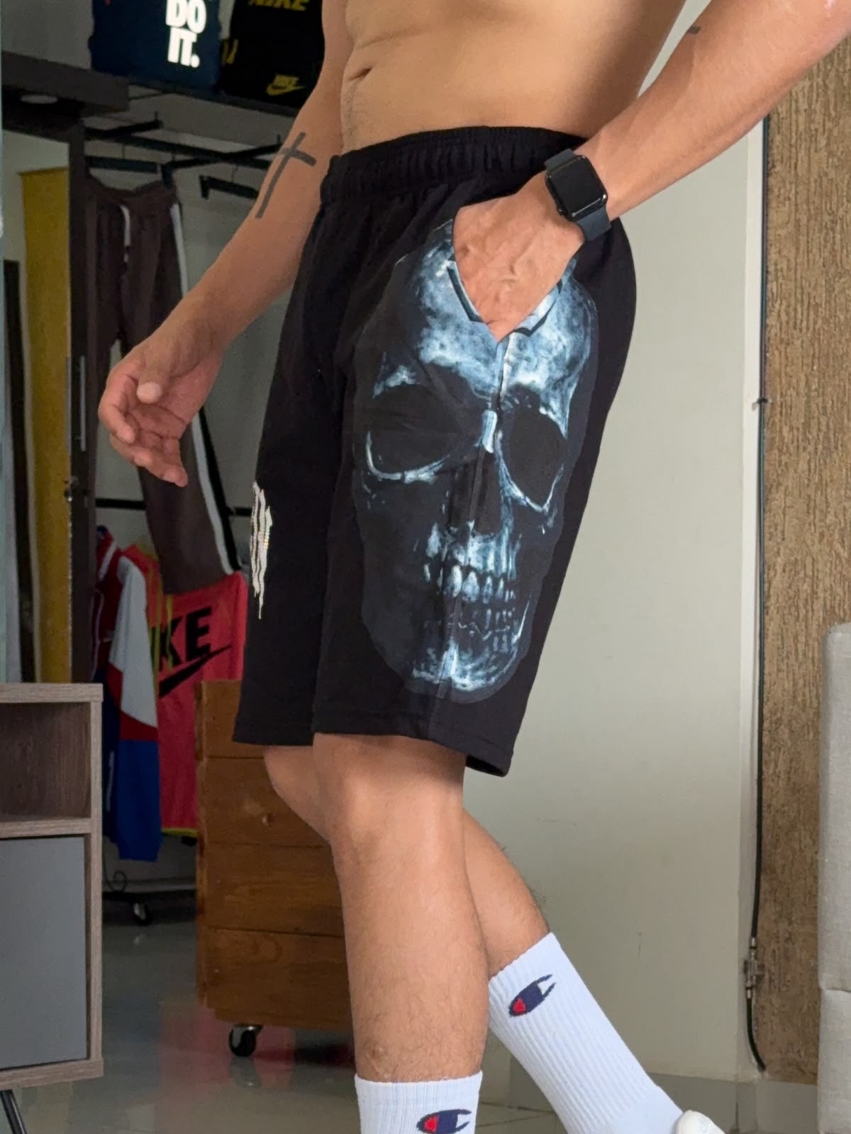 Short premium PHILIPP PLEIN Blue Sckull con PEDRERIA