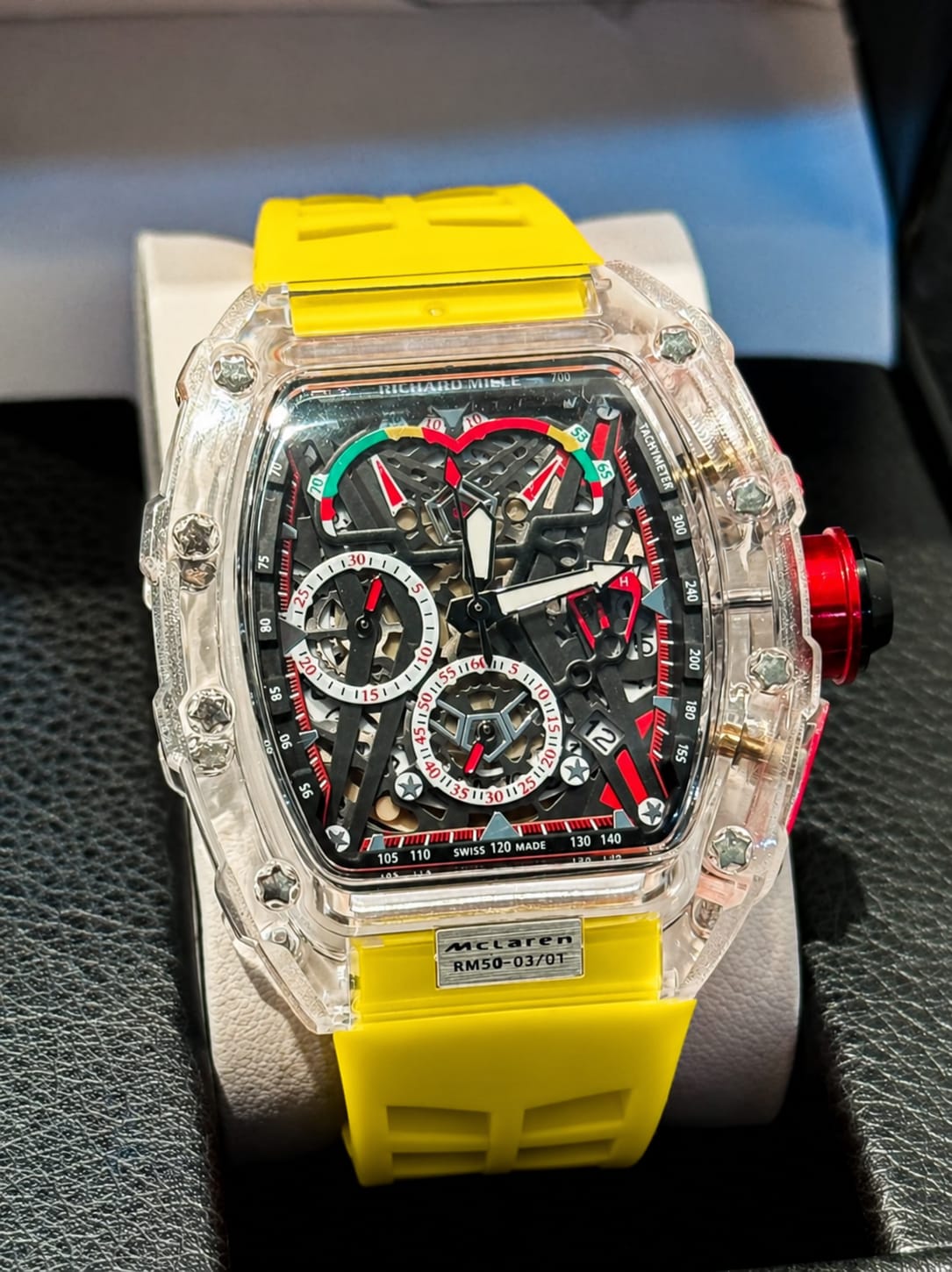 Reloj Richard Mille MCLAREN ZAFIRO CLASSIC Manilla amarilla transparente