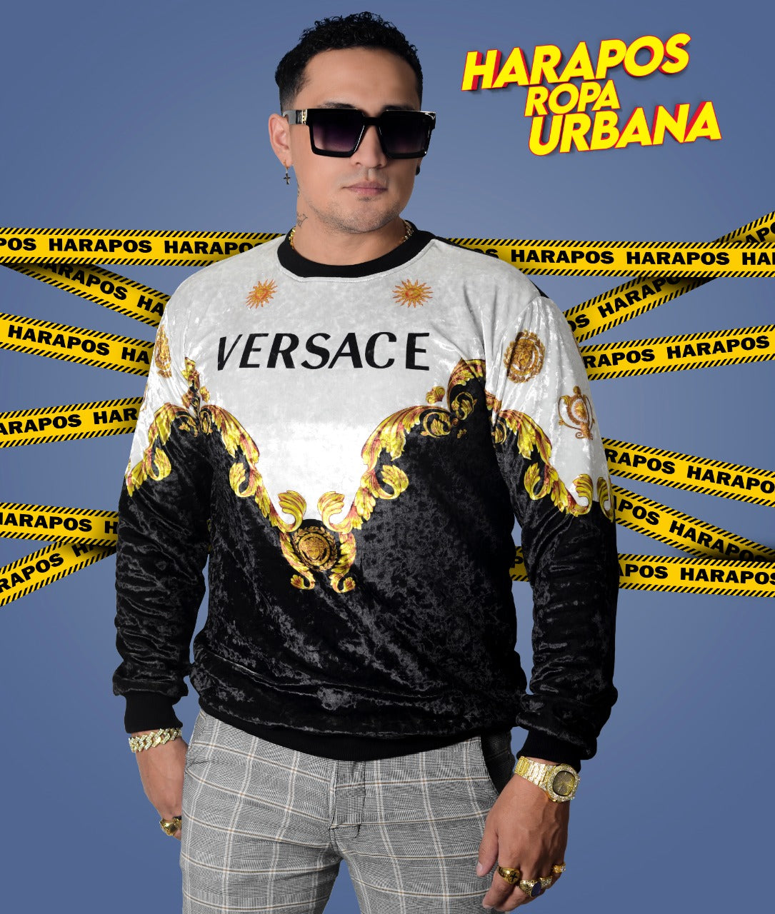 Sudadera Versace negra gamuzada