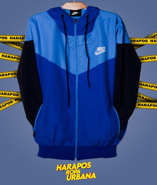 Chaqueta rompeviento nike azul mangas negras