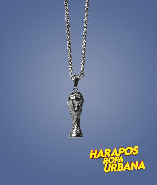 Juego de cadena plateada mas dije trofeo