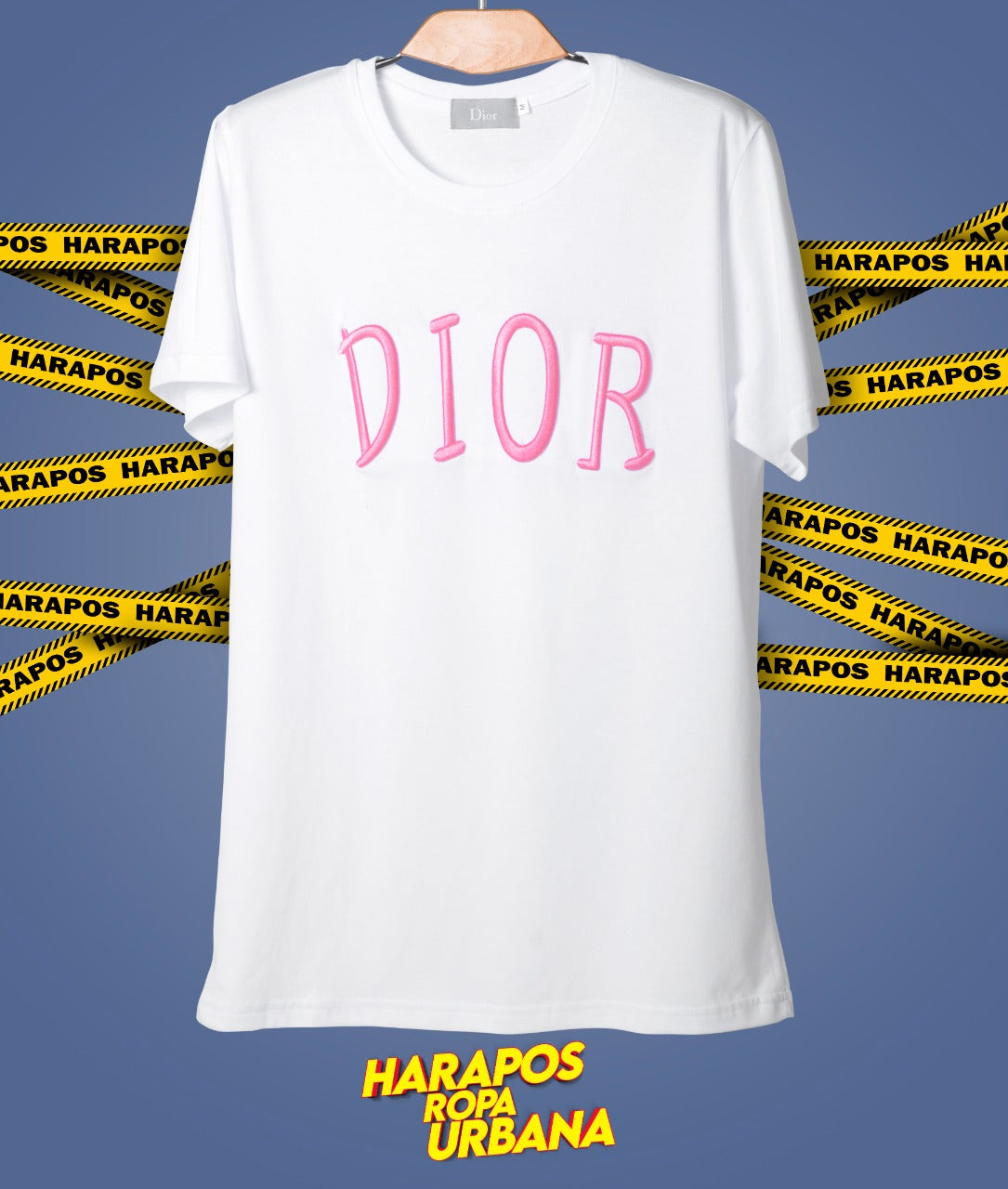 Polera dior blanca con letras rosas