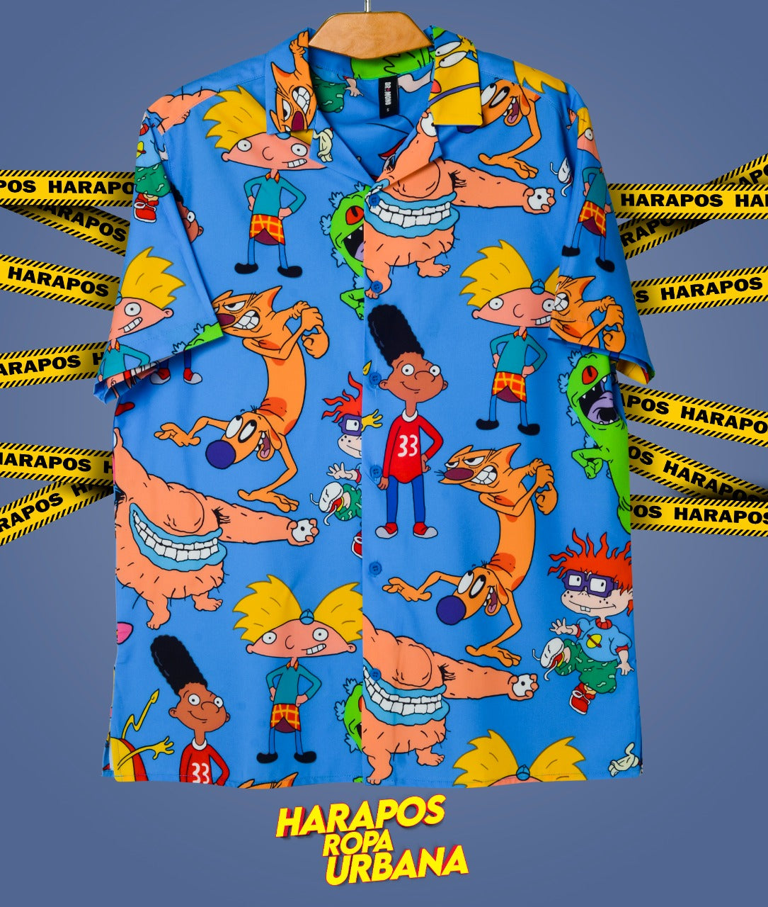 Camisa Dr. Mono oversize hey arnold azul