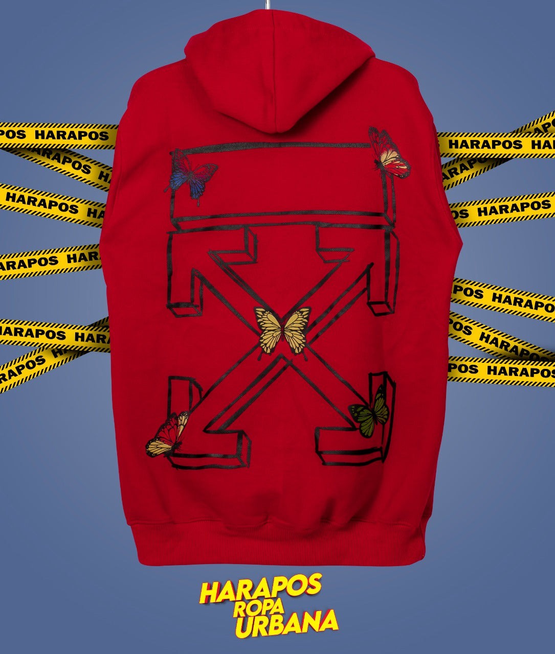 Canguro Off White roja con mariposas
