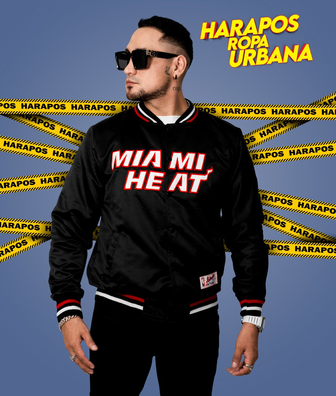 Chamarra Bomber miami heat negro