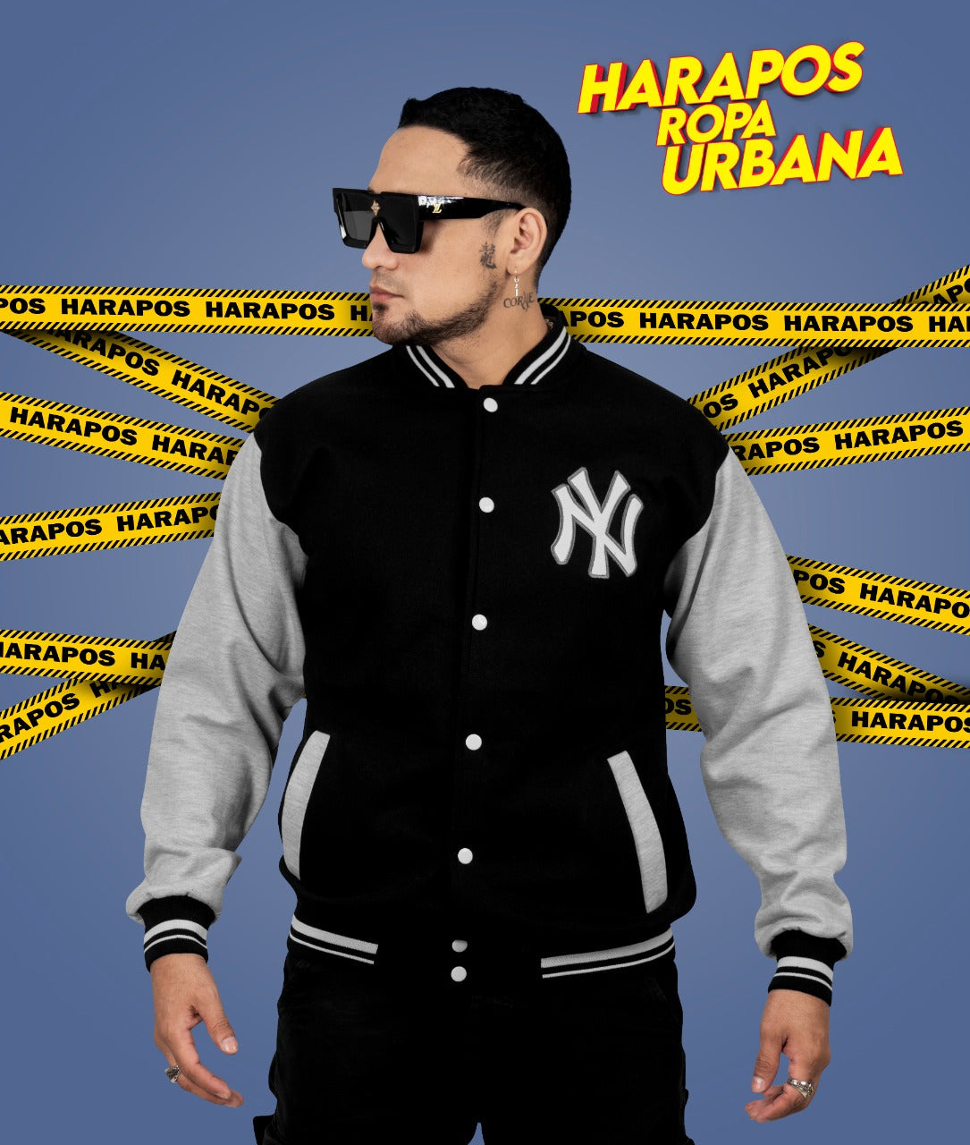 Chaqueta new york NY negro y plomo