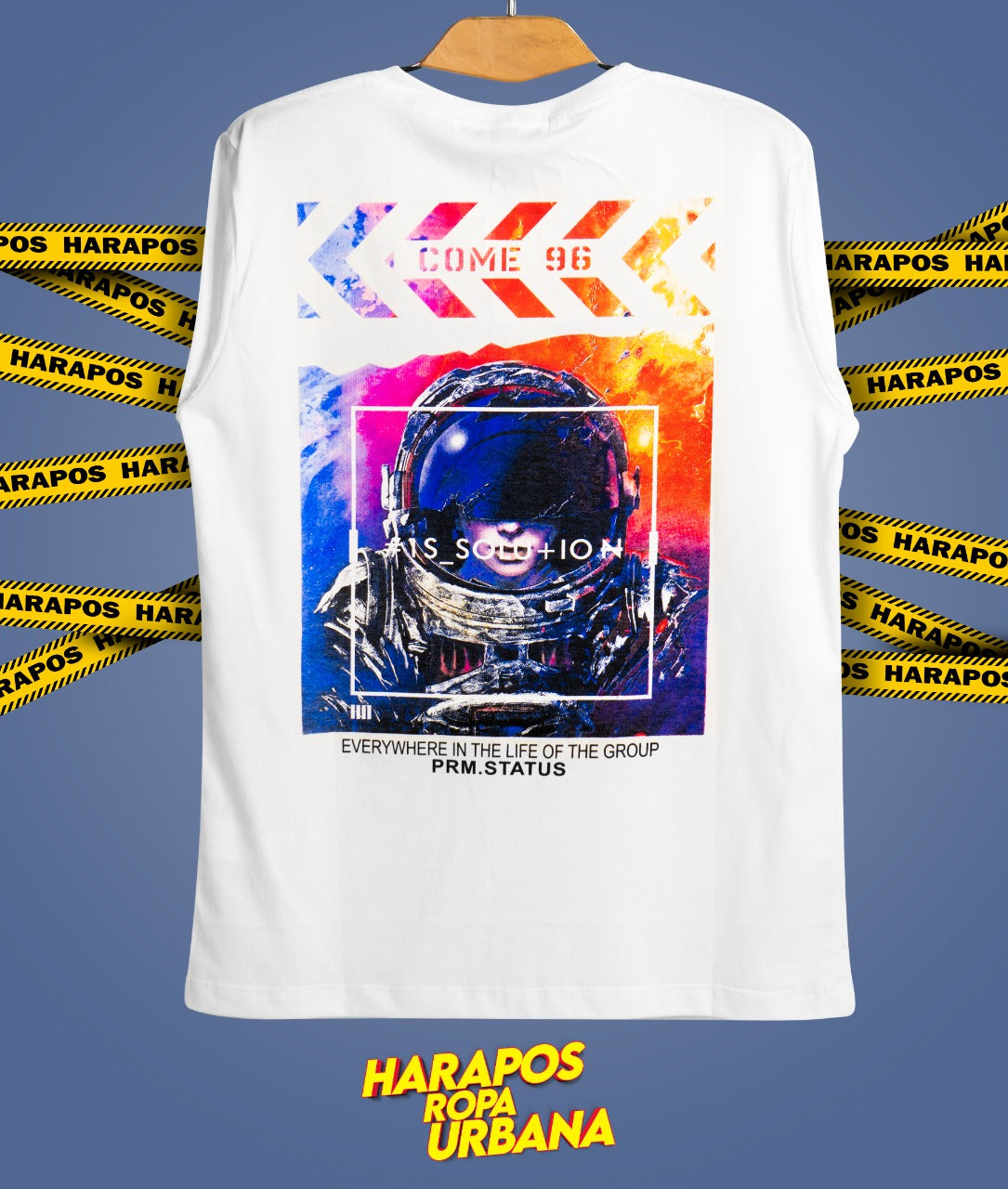 Polera off white blanca astronauta detras