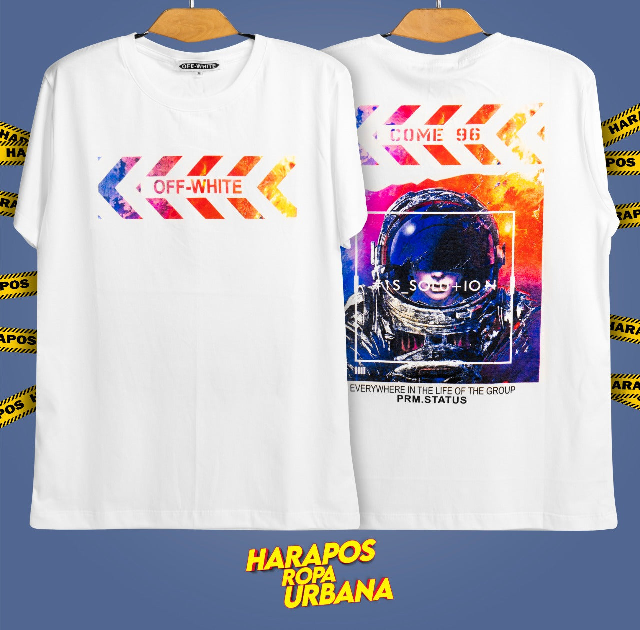 Polera off white blanca astronauta detras