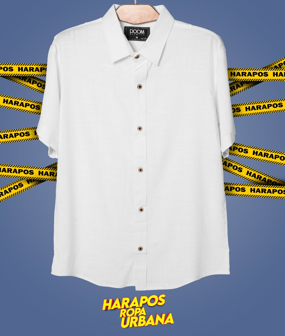 Camisa doom blanca basica con cuello