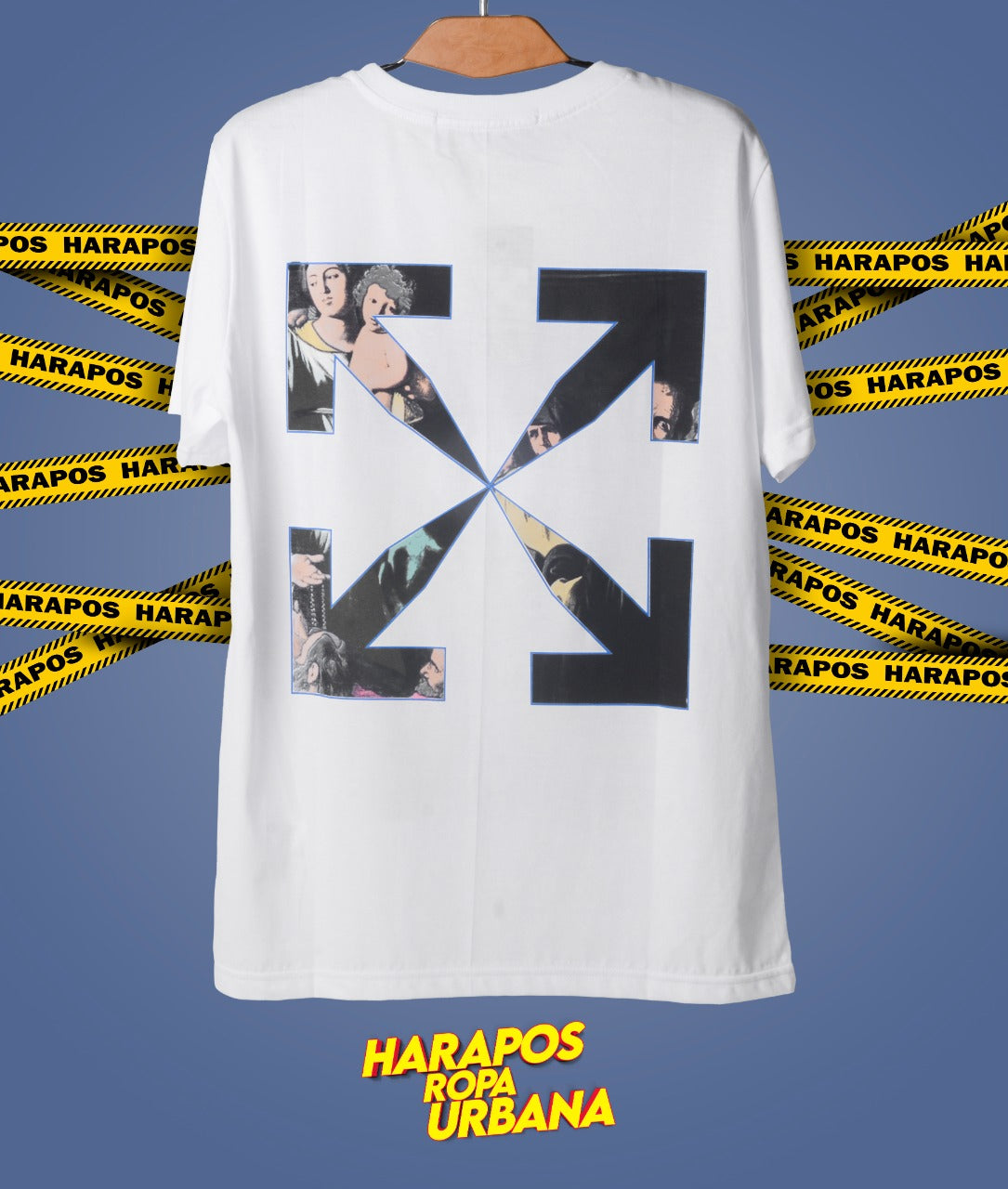 Polera off white blanco con cuadro adelante