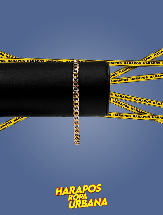 Manilla acero dorada y plateada eslabon redondo pequeño