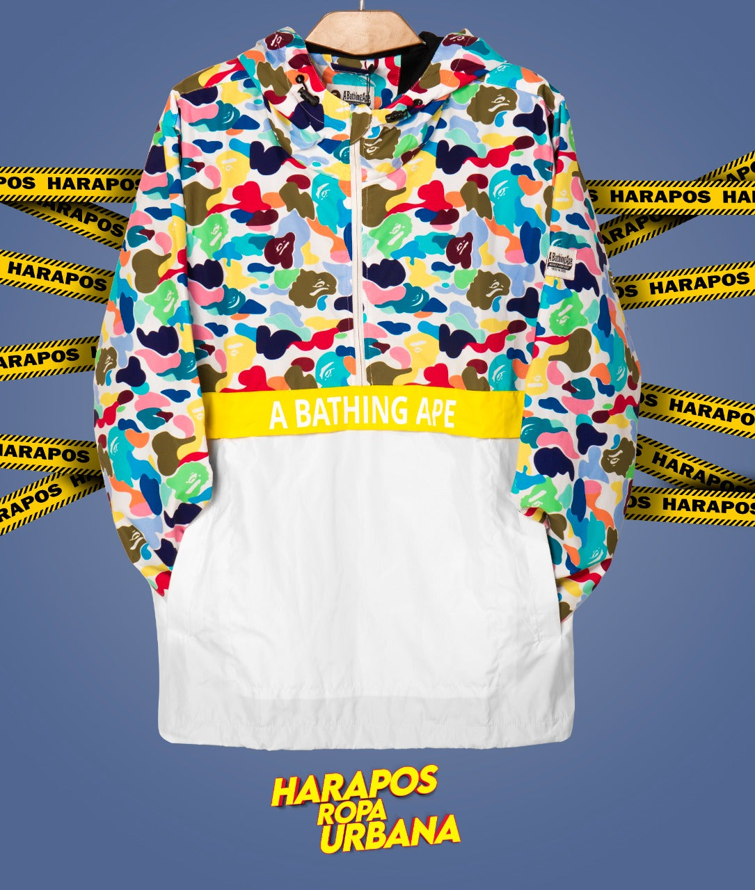 Chaqueta rompevientos bape camufada blanco colorido