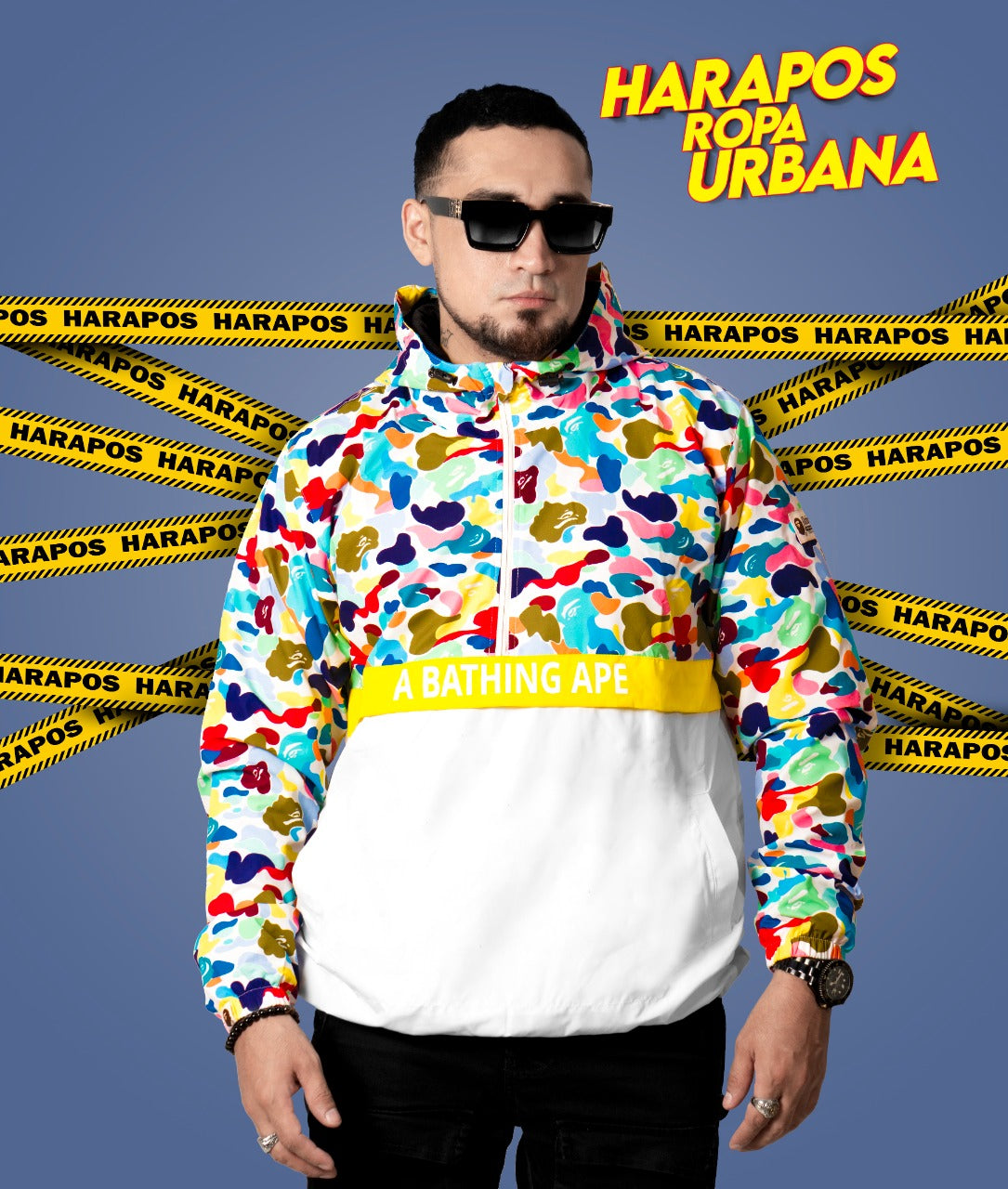 Chaqueta rompevientos bape camufada blanco colorido