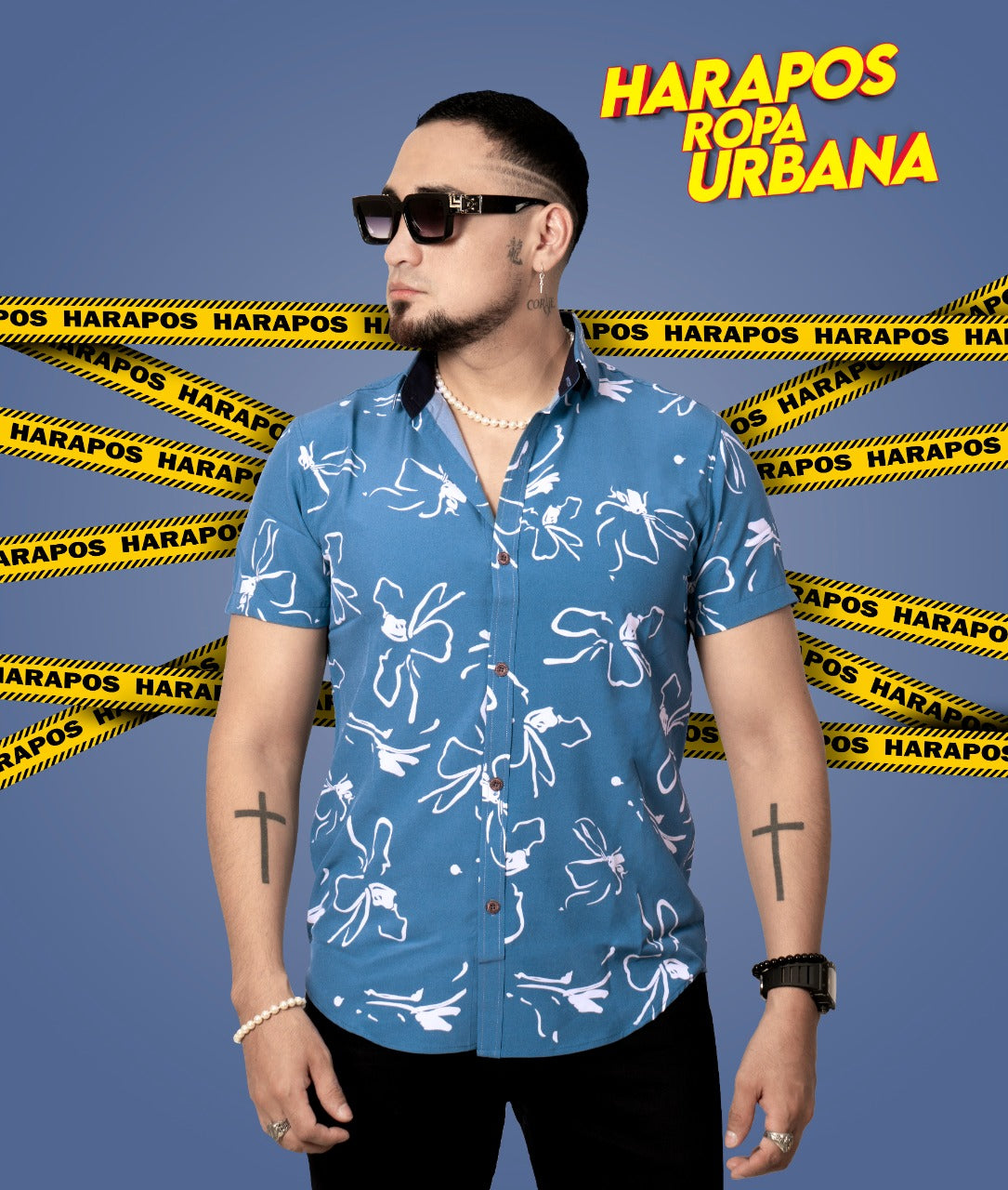 Camisa C-TU jaspeada azul