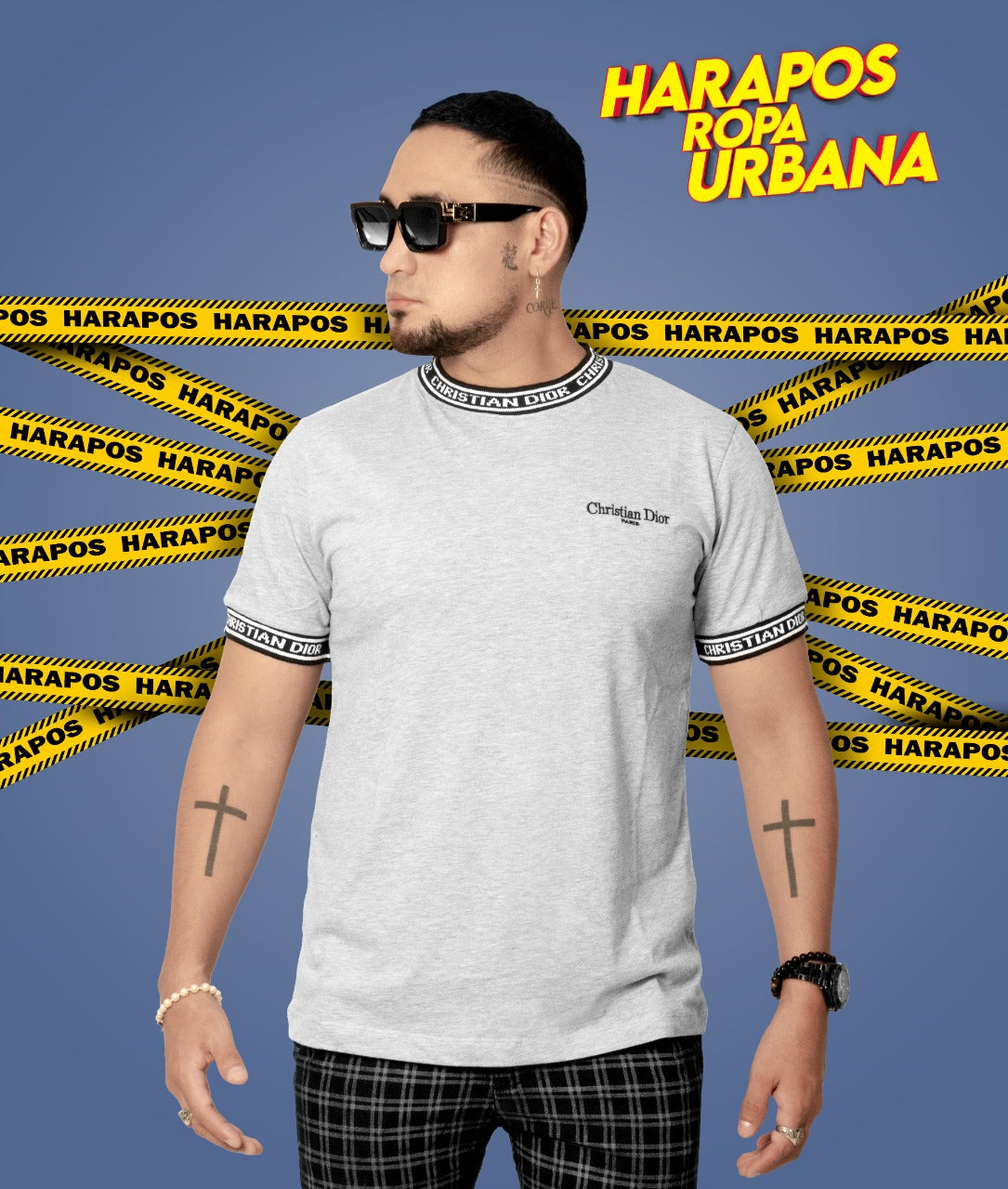 Polera christian dior plomo cuello de hilo