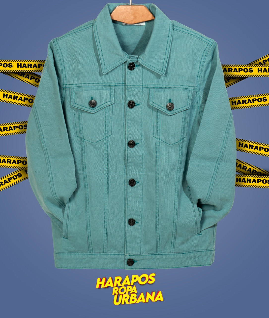 Chaqueta jean essentials basico celeste pastel