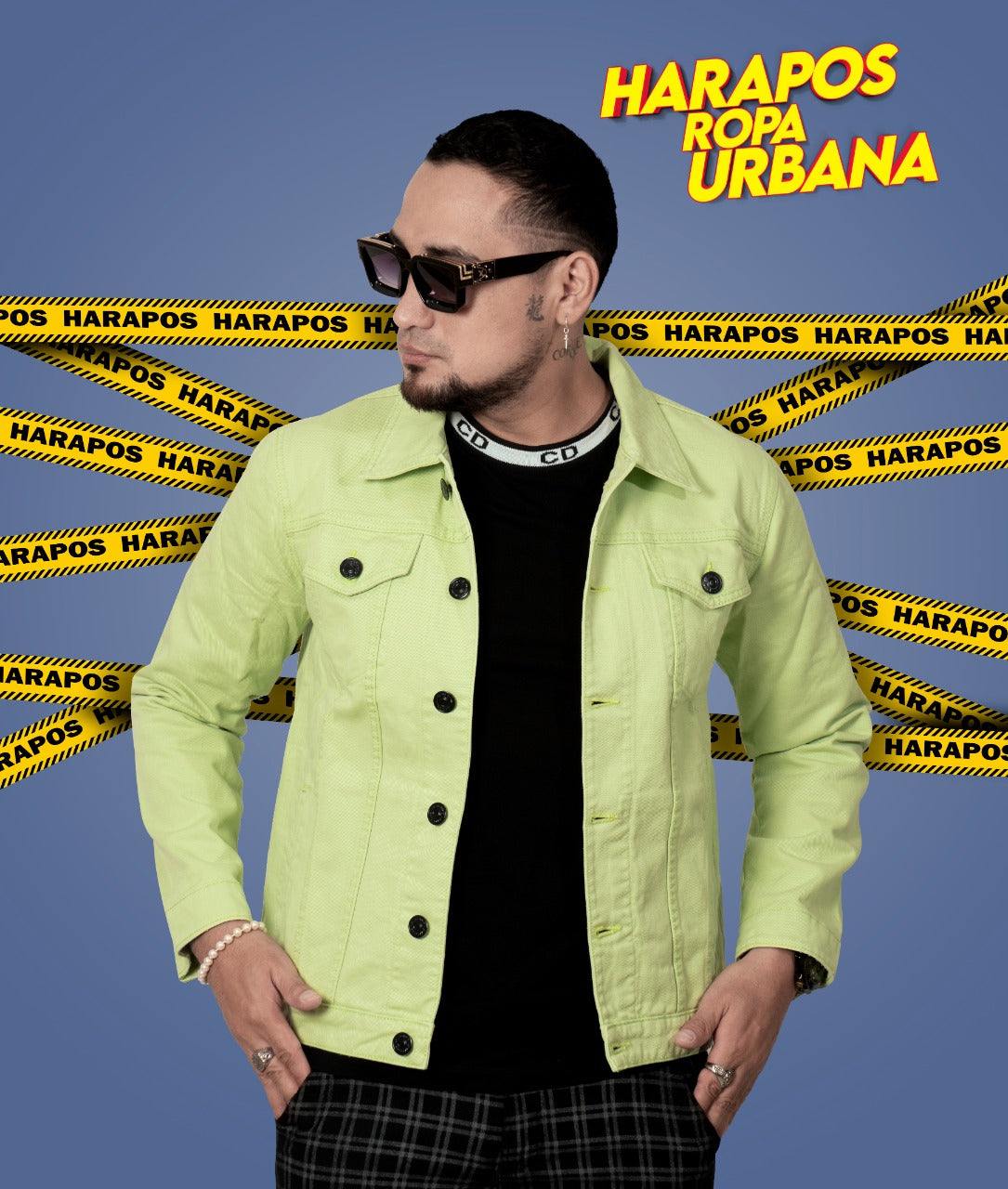 Chaqueta jean essentials basico verde pastel