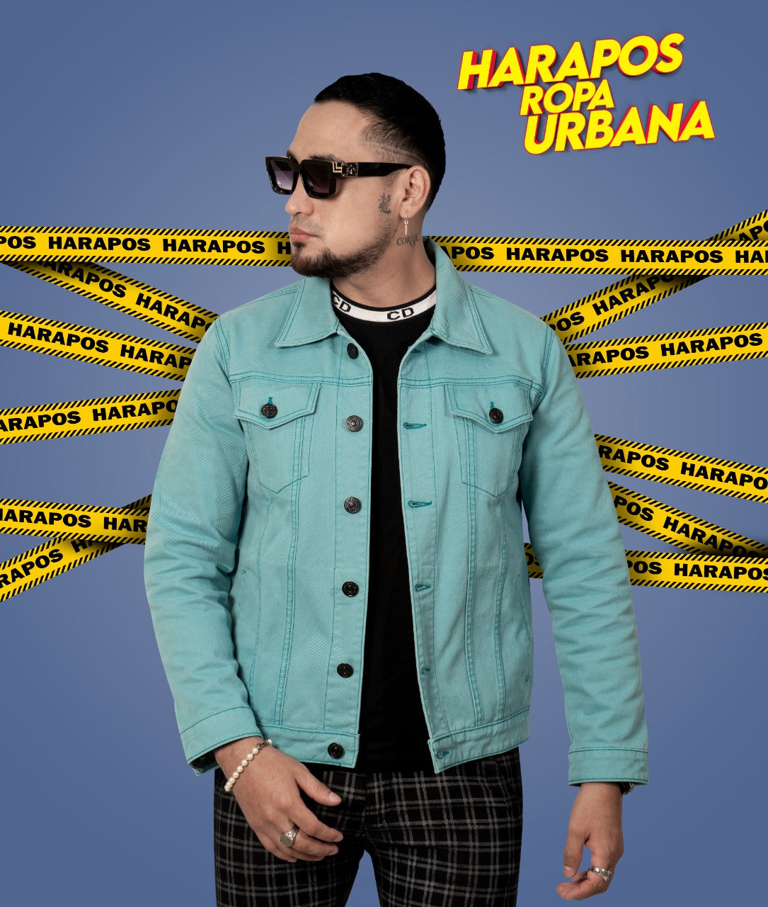 Chaqueta jean essentials basico celeste pastel