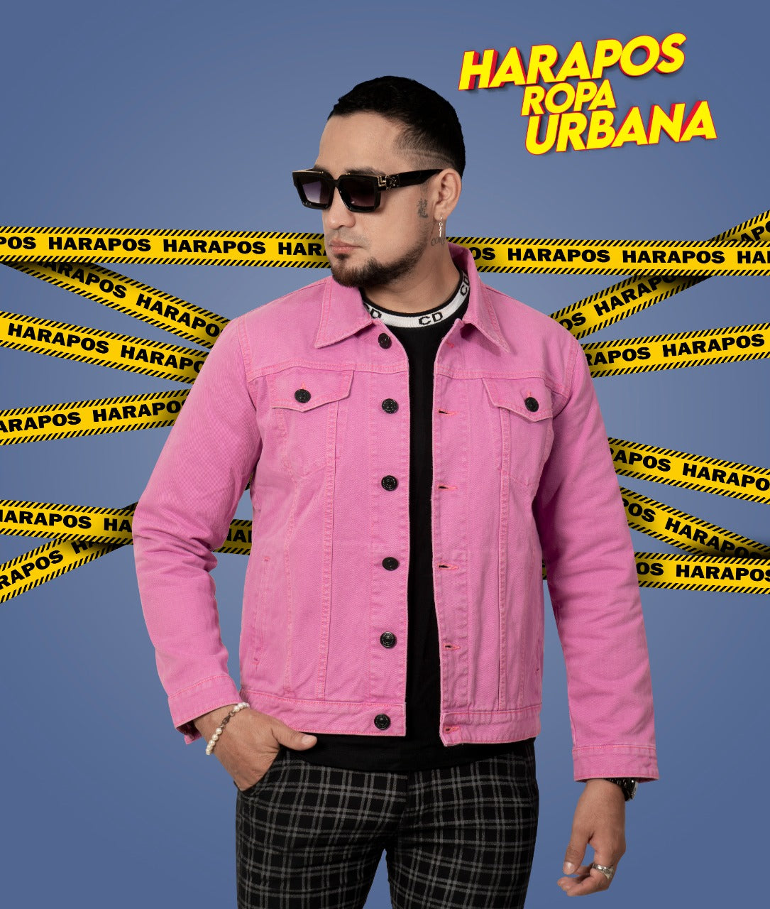 Chaqueta jean essentials basico morado pastel