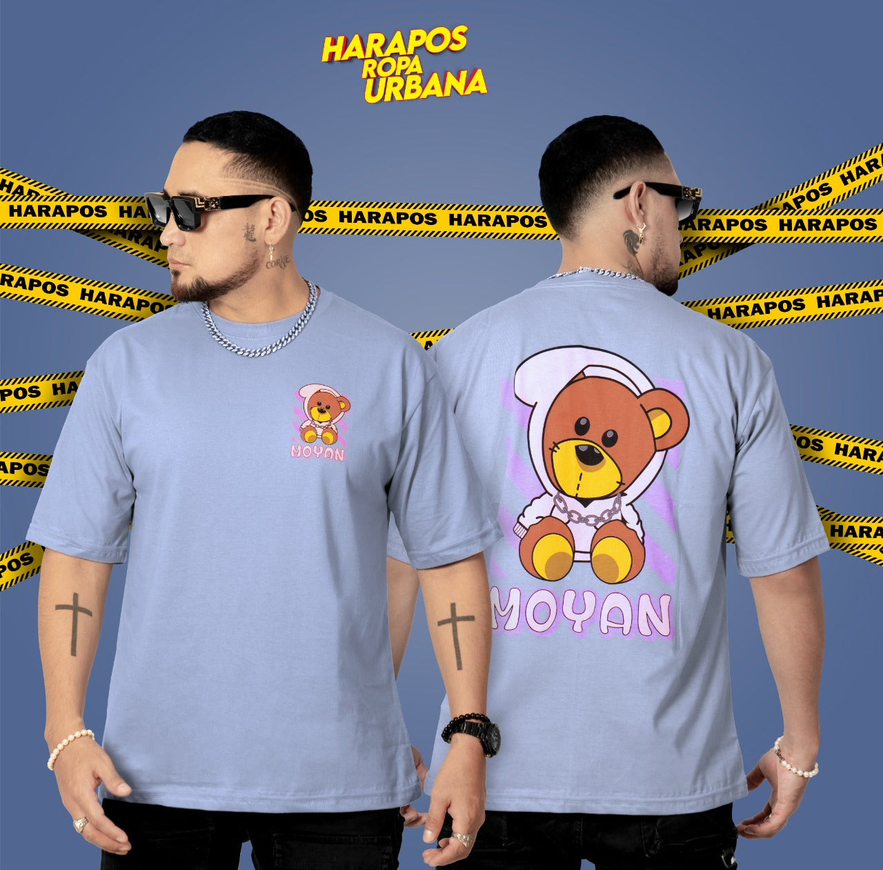 Polera oversize ratslla plomo oso moyan