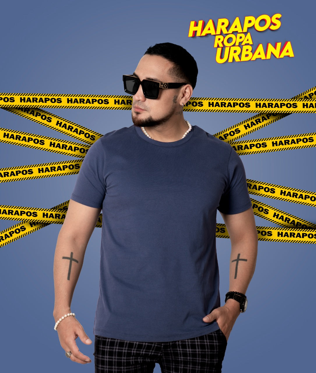 Polera zara basica azul