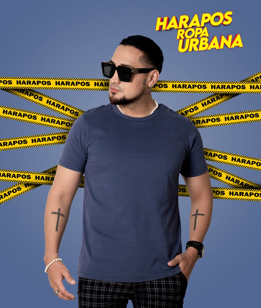 Polera zara basica azul