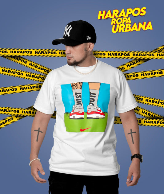 Polera nike just do it pie tatuado blanca