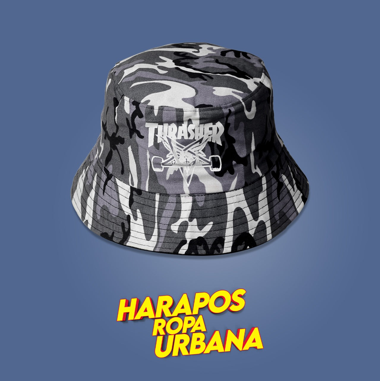Sombrero thrasher doble cara camuflado plomo