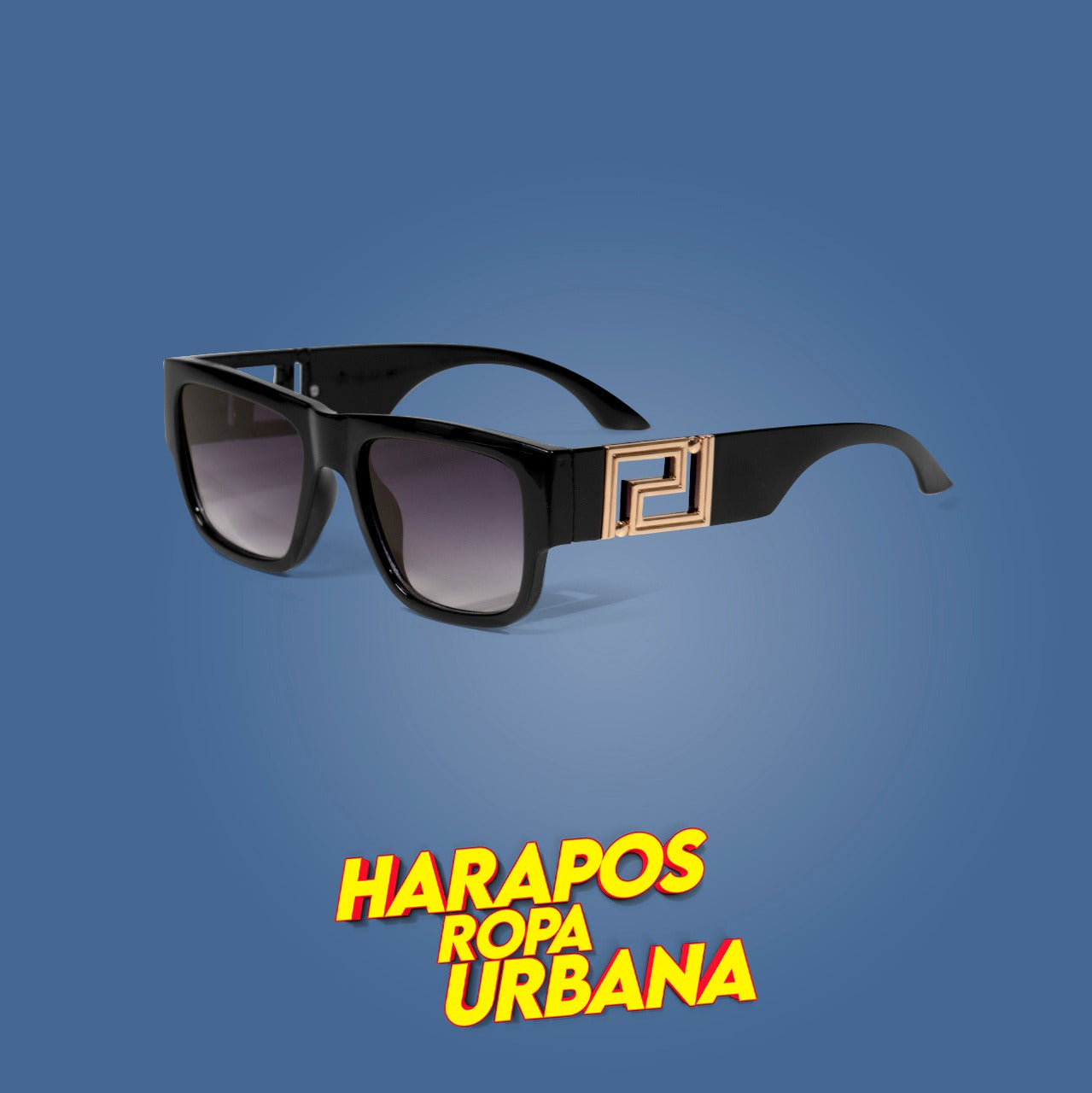 Gafas plastica negra detalle dorado lateral