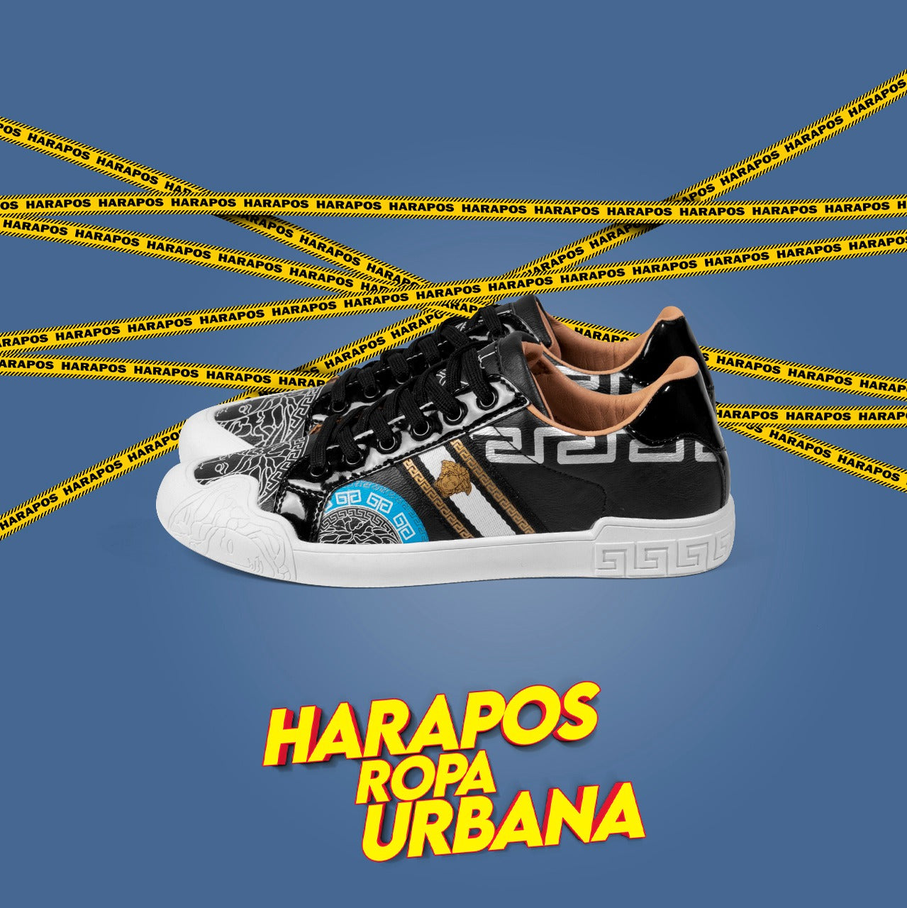 Zapatilla versace premium blanco con detalles dorados