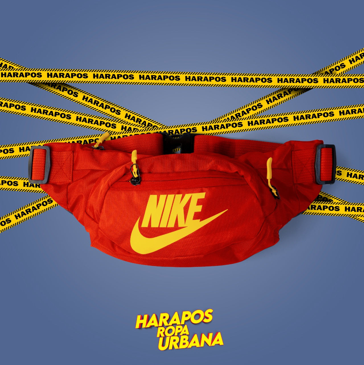 Riñonera Nike roja letras amarillas