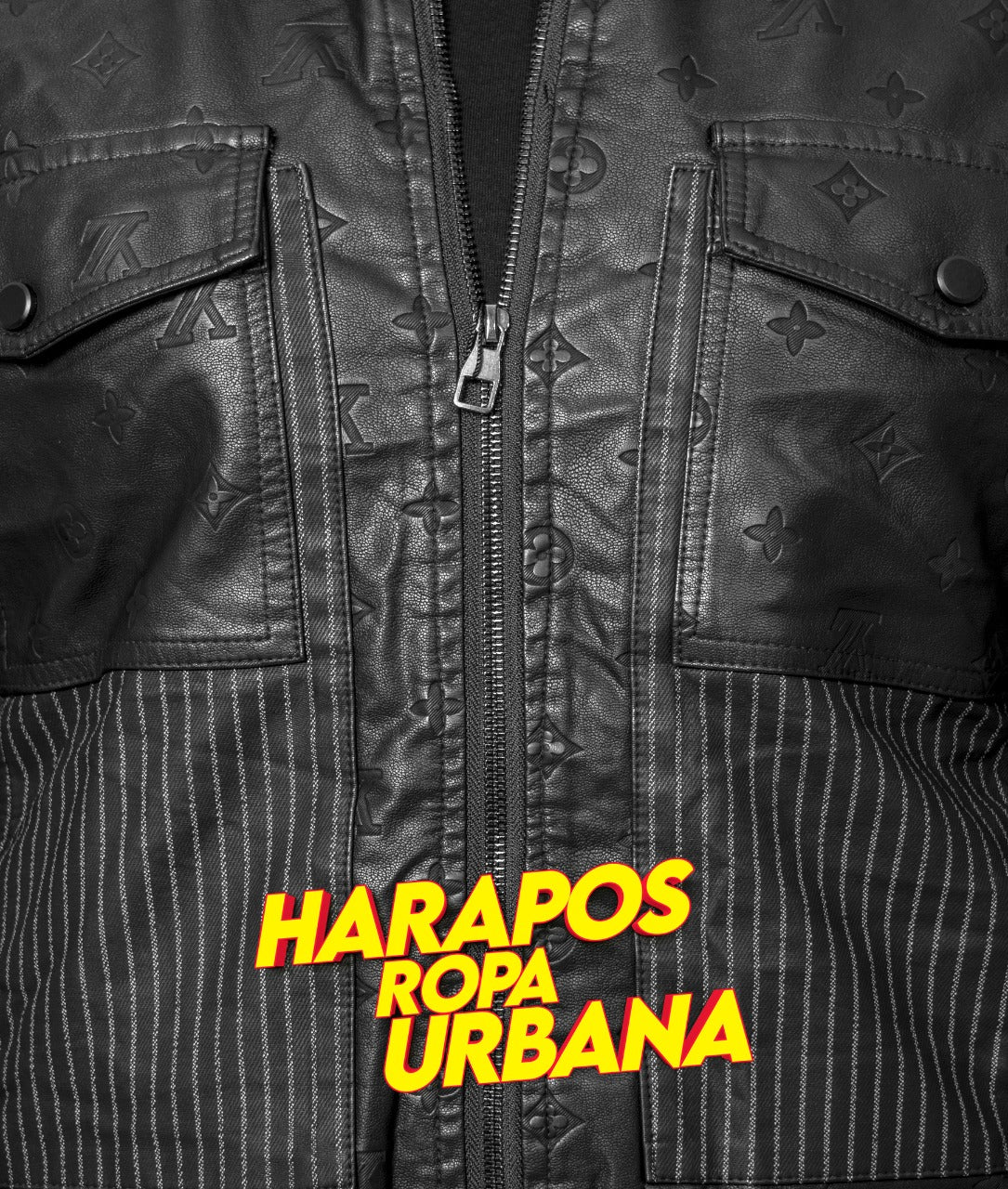 Chamarra louis vuitton de cuero negra premium