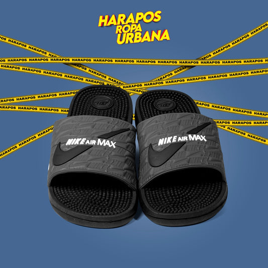 Chinela nike air max plomo con alto relieve