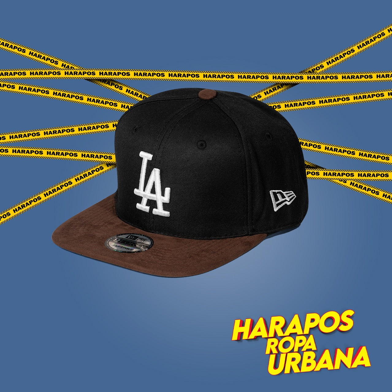 Gorra LA plana negra base cafe