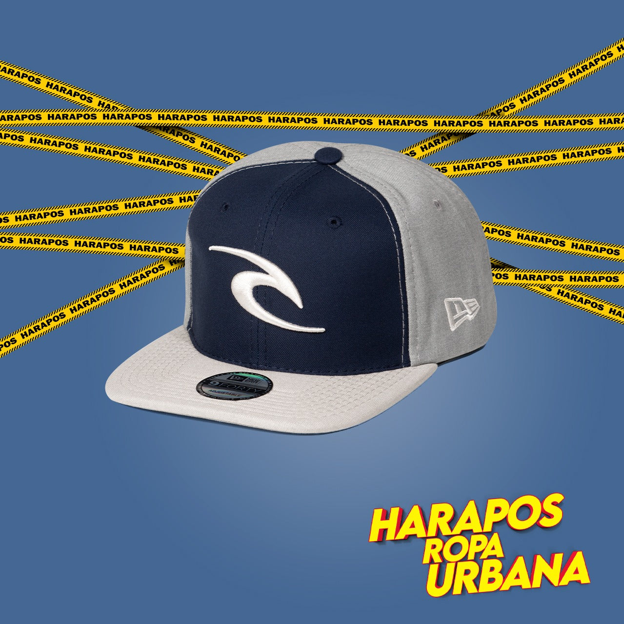 Gorra ripcurl plana plomo con azul