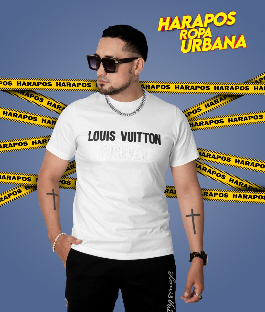 Polera louis vuitton blanca letras bordadas