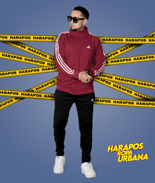 Deportivo adidas combinado guindo/negro trilineas