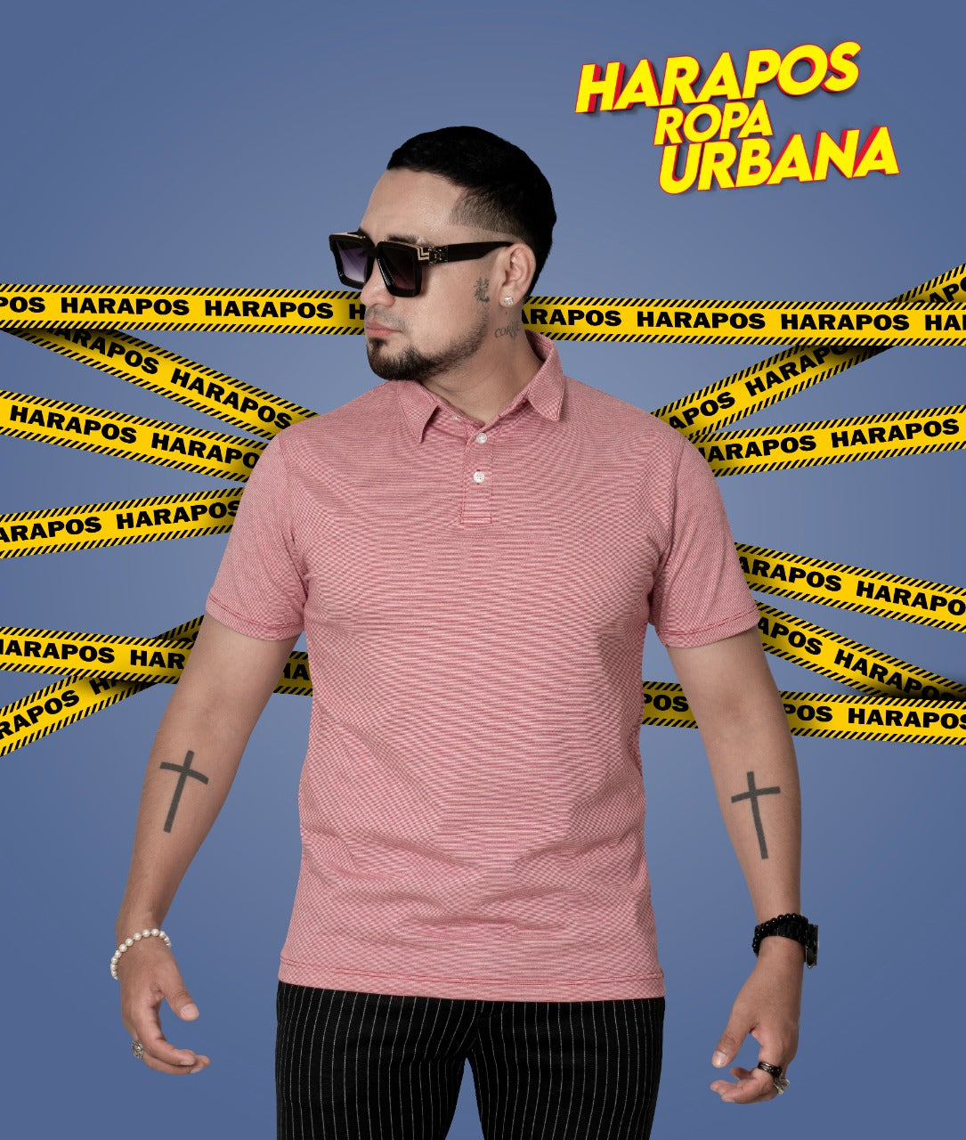 Polera H&M con cuello roja rayada