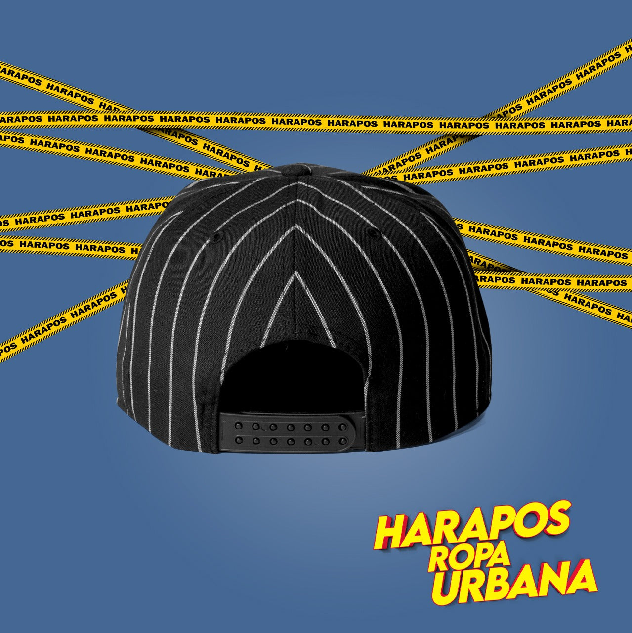 Gorra dodgers LA plana negra a rayas blancas
