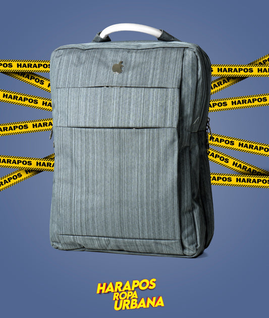 Mochila apple celeste doble franja