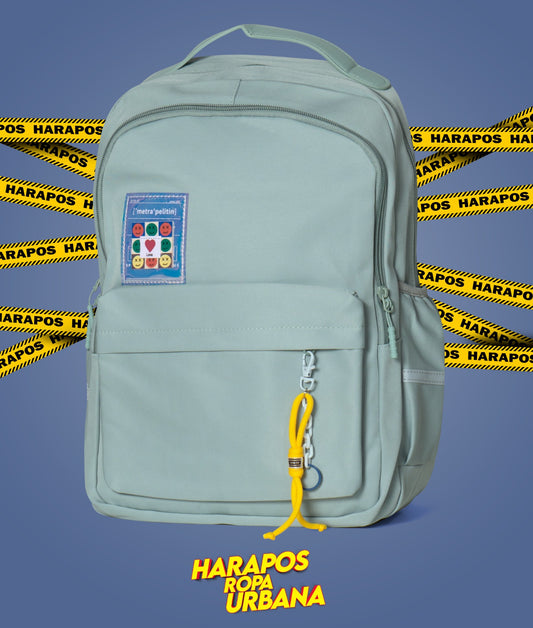 Mochila juvenil lona de seda reforzada verde pastel