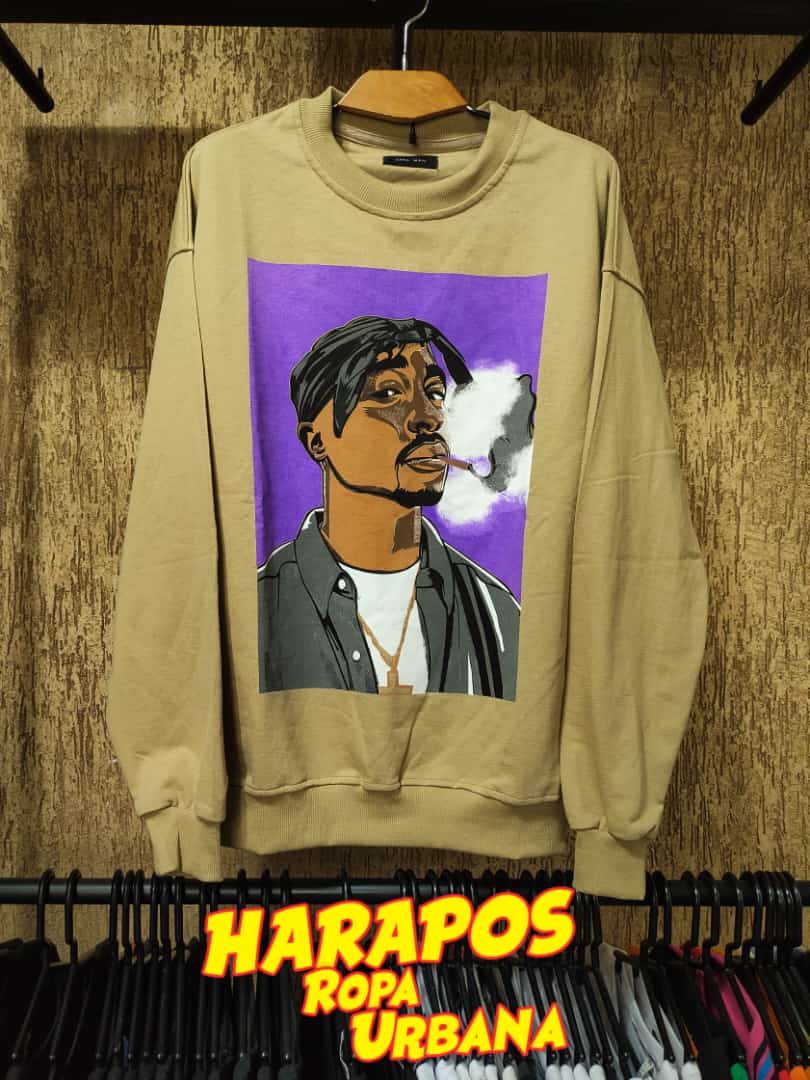 Sudadera Zara Tupac crema