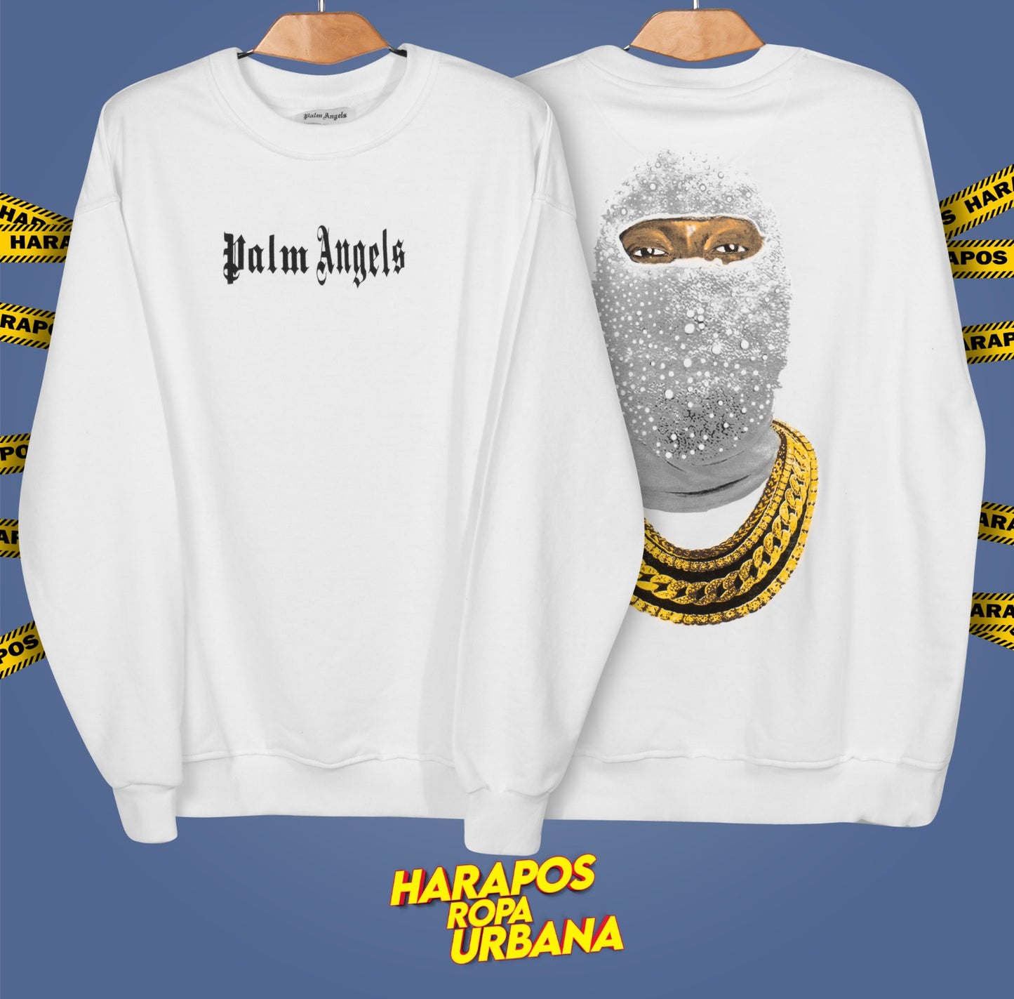 Sudadera Palm Angels blanca diseño atras