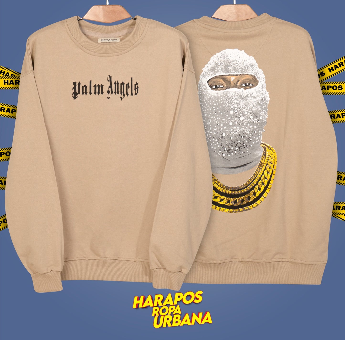 Sudadera Palm Angels crema diseño atras