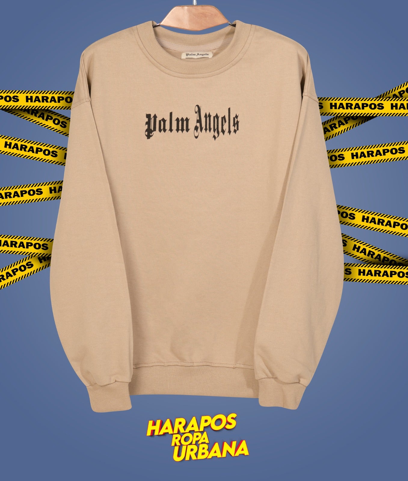 Sudadera Palm Angels crema diseño atras